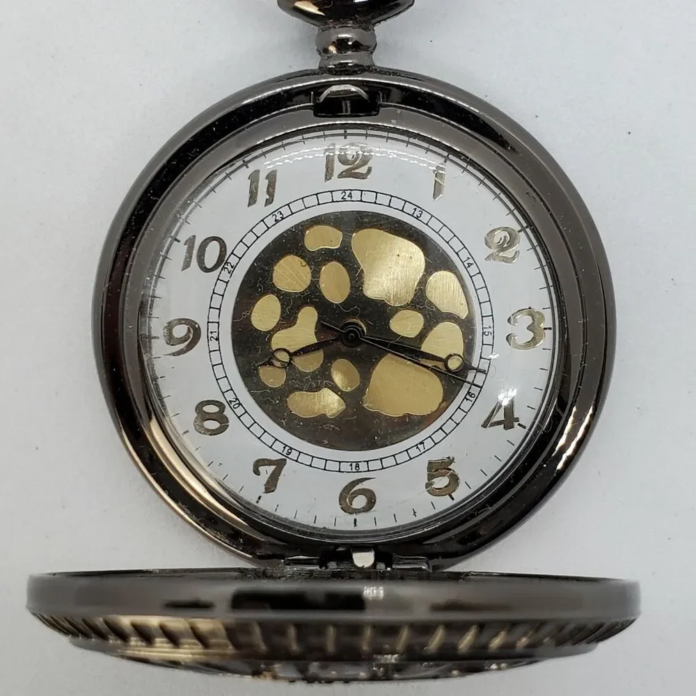 Men's 45MM‎ Dark Brown Case White Gold Dial Pocket Watch New Battery